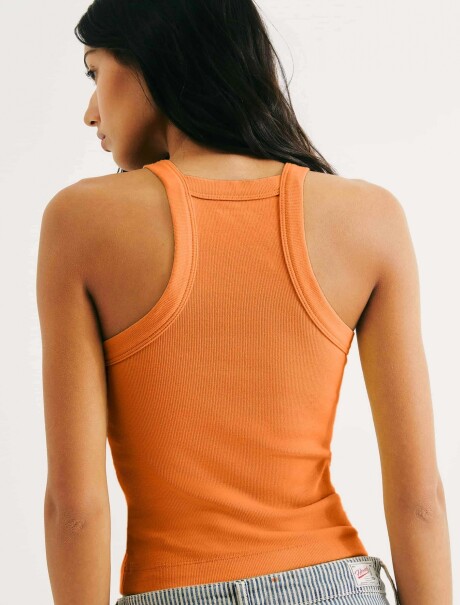 CAMISETA DE TIRANTES CON BORDADO NARANJA