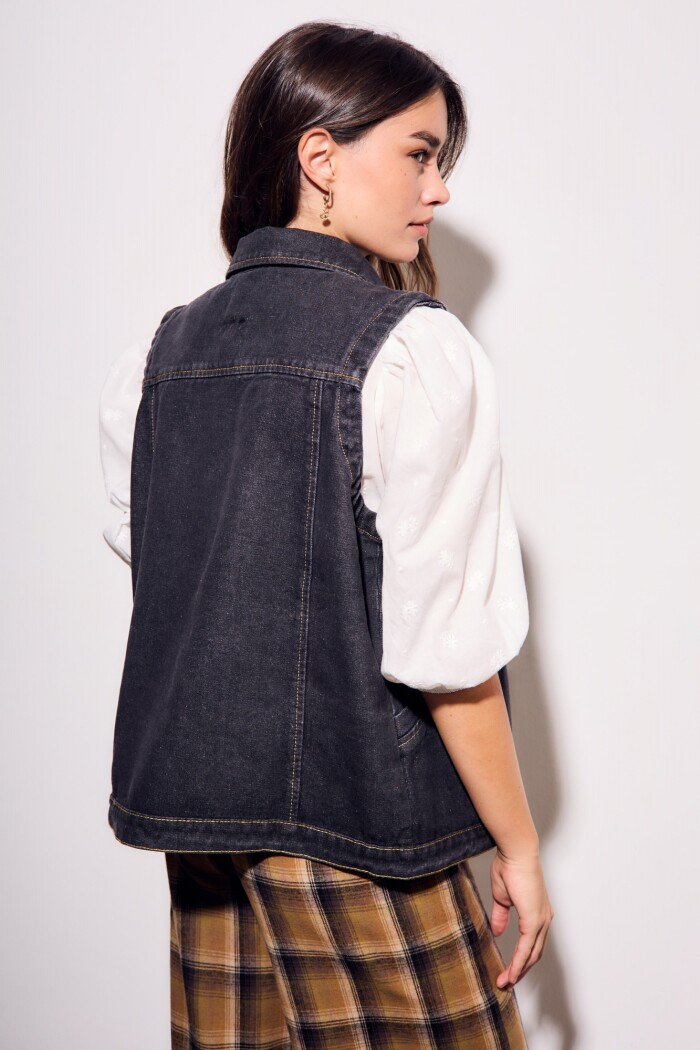 Chaleco Denim Jean Gris