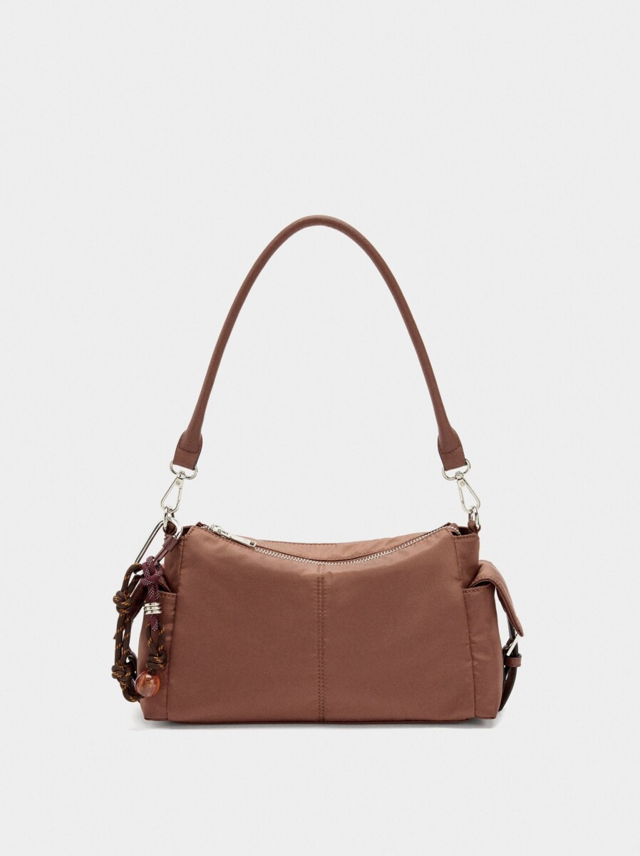 Bolso Bandolera De Nylon Con Colgante - naranja 