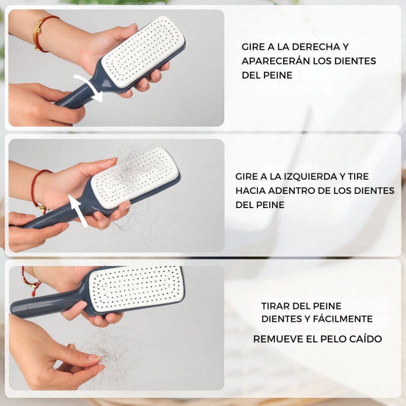 Cepillo De Pelo Autolimpiante Retráctil Remover Cabello Azul oscuro