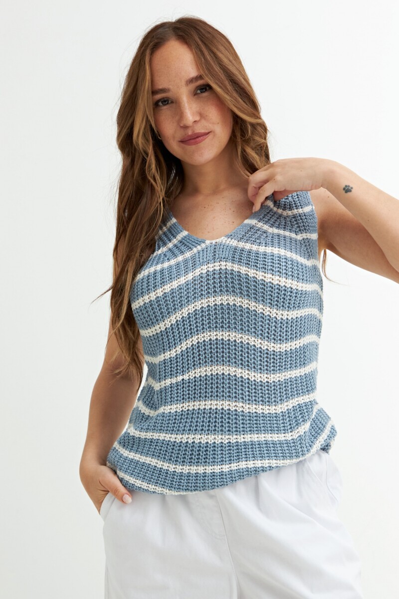 Top tejido CELESTE