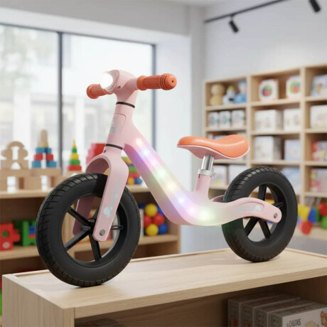Bicicleta De Equilibrio Sin Pedales C/Luz R10 Niños Rosa