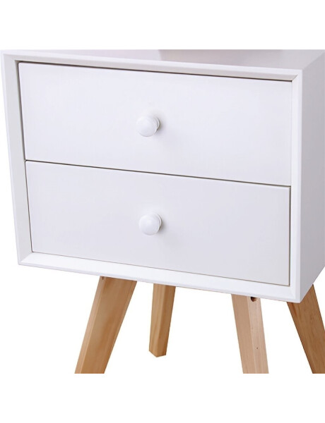 MESA DE LUZ 2 CAJON 40X40X60CM MADERA CON BLANCO MESA DE LUZ 2 CAJON 40X40X60CM MADERA CON BLANCO