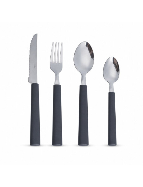 JUEGO DE CUBIERTOS 16PZAS MANGO PLASTICO GRIS JUEGO DE CUBIERTOS 16PZAS MANGO PLASTICO GRIS