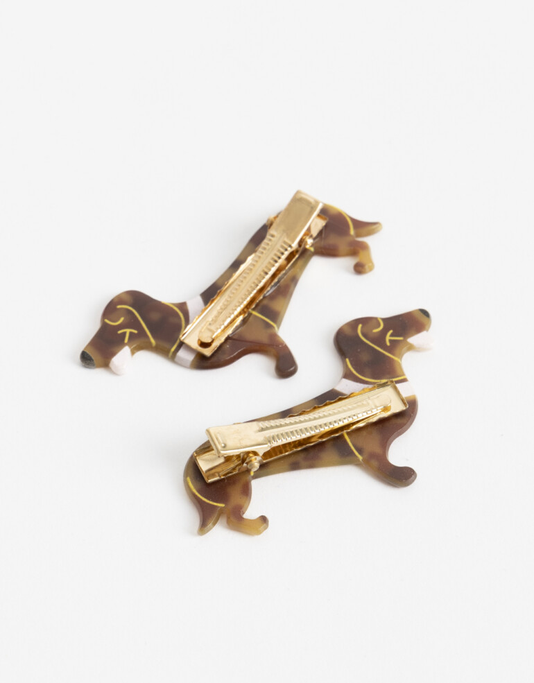 Horquillas con Accesorios Animales Set De Horquillas Perro Salchicha - Marron Carey