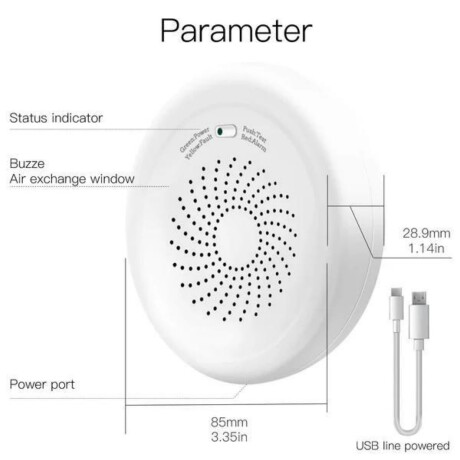Detector de Gas Zigbee Wireless Tuya Smart V2 001