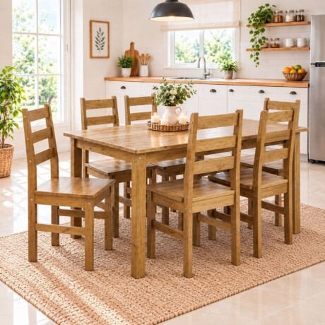 JUEGO DE COMEDOR 6 SILLAS NOGAL - BELLA JUEGO DE COMEDOR 6 SILLAS NOGAL - BELLA