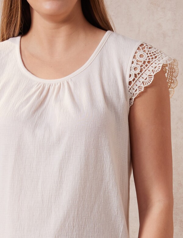 Blusa Manga Crochet BEIGE