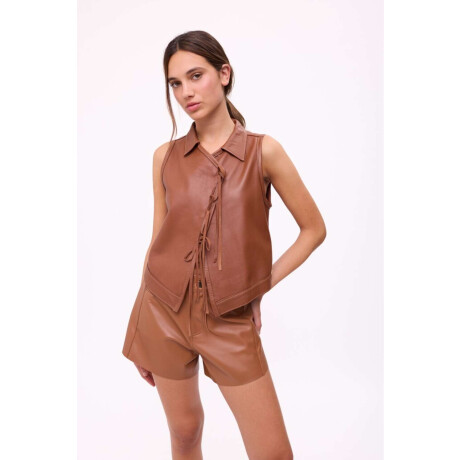Short Wide Xl Couro Camel