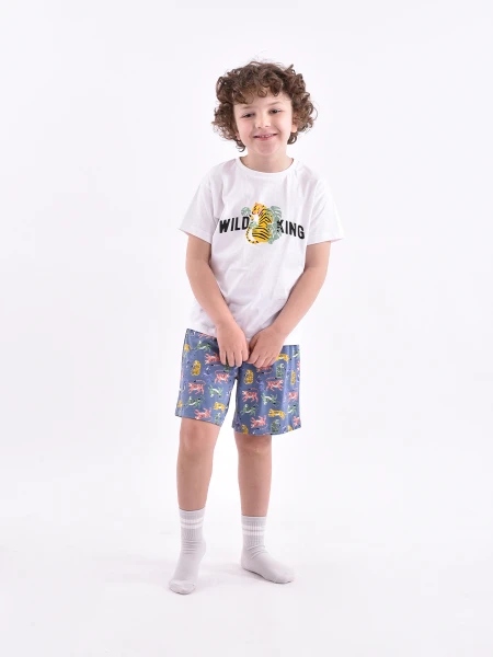 PIJAMA WILD KING REMERA + SHORT ESTAMPADO 1