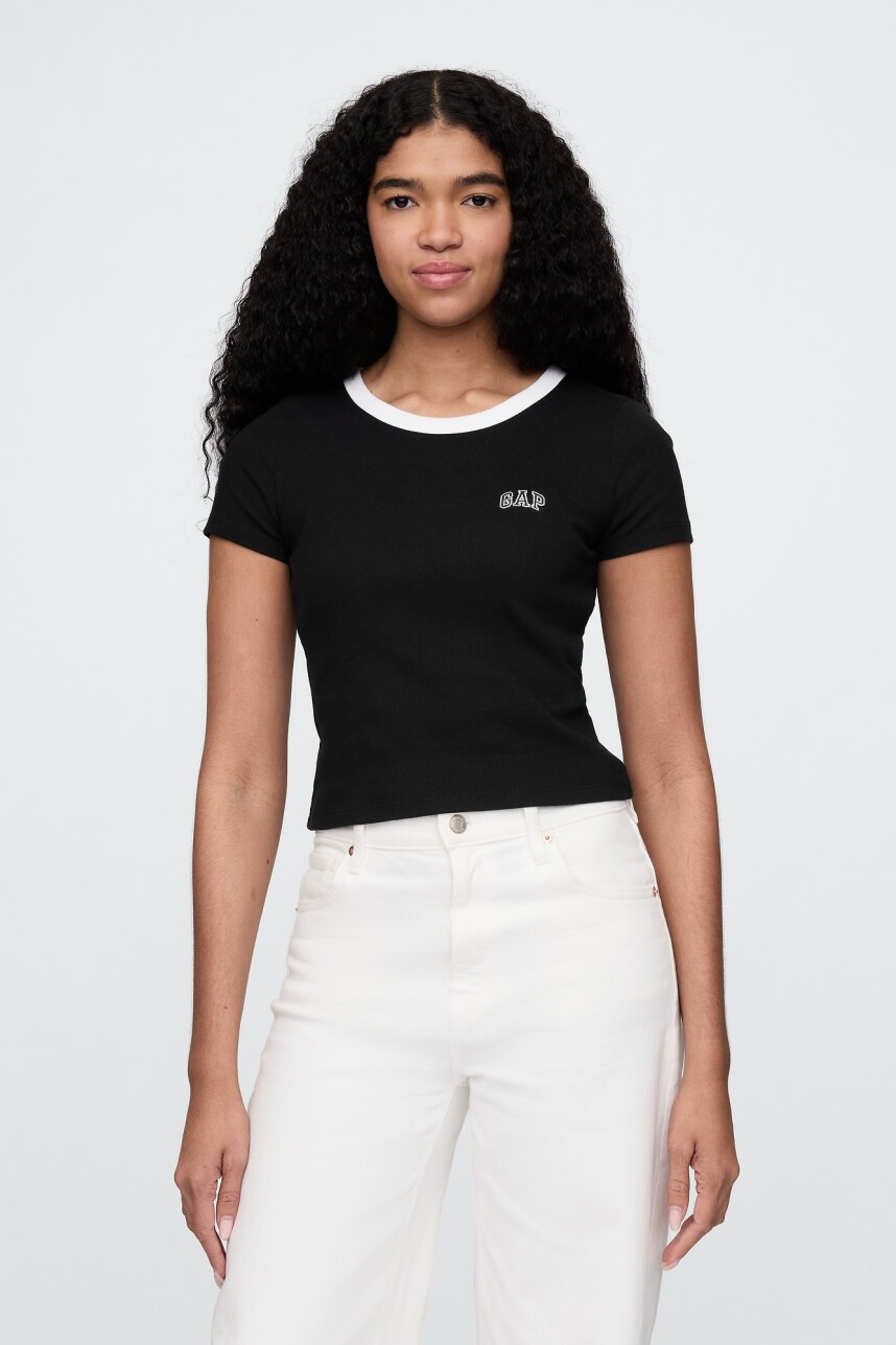 Remera Mini Logo Gap Mujer Black White Pk