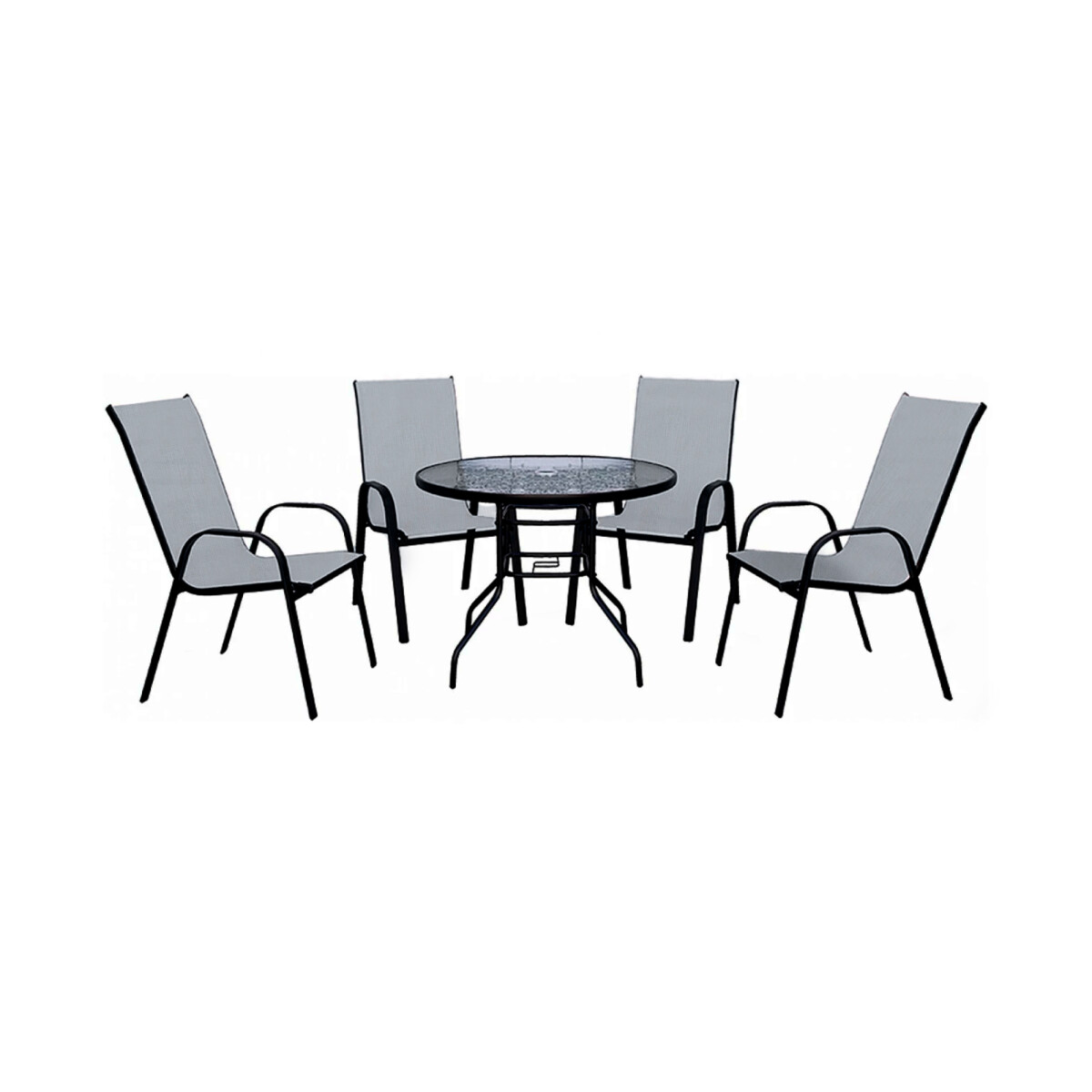 SET DE JARDIN - ACERO-Y-TEXTILINA GRIS MINORI 