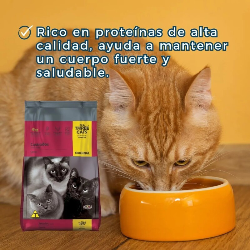 THREE CATS CASTRADOS 10,1 KILOS + RATÓN EQUILIBRISTA + 1KG DE REGALO