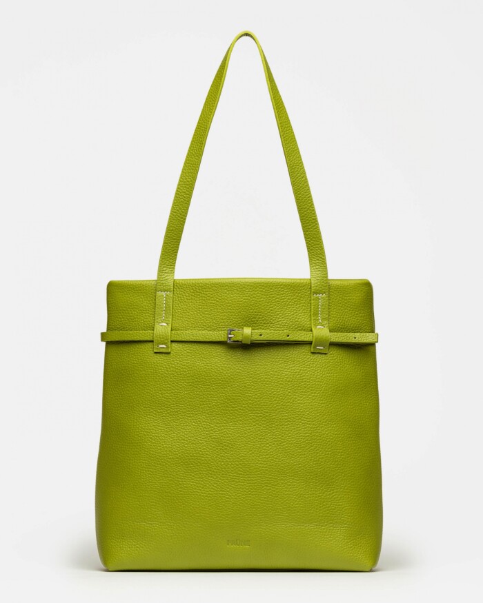 Shopper Bay en cuero graneado Moss