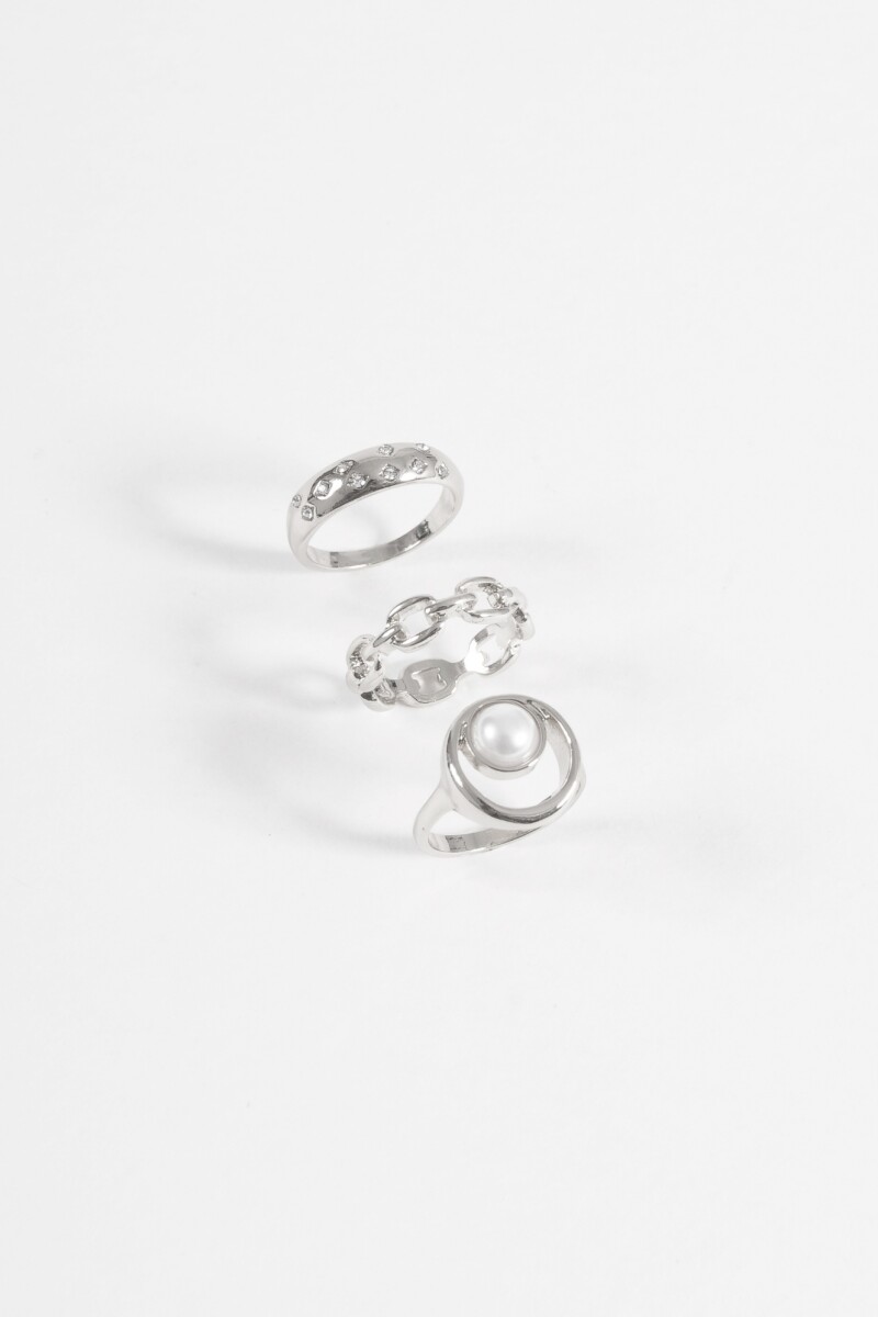 Set de 3 anillos mystic plateado