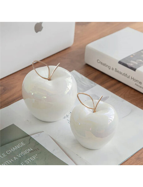 MANZANA DECORATIVA 8.5CM BLANCO/DORADO MANZANA DECORATIVA 8.5CM BLANCO/DORADO