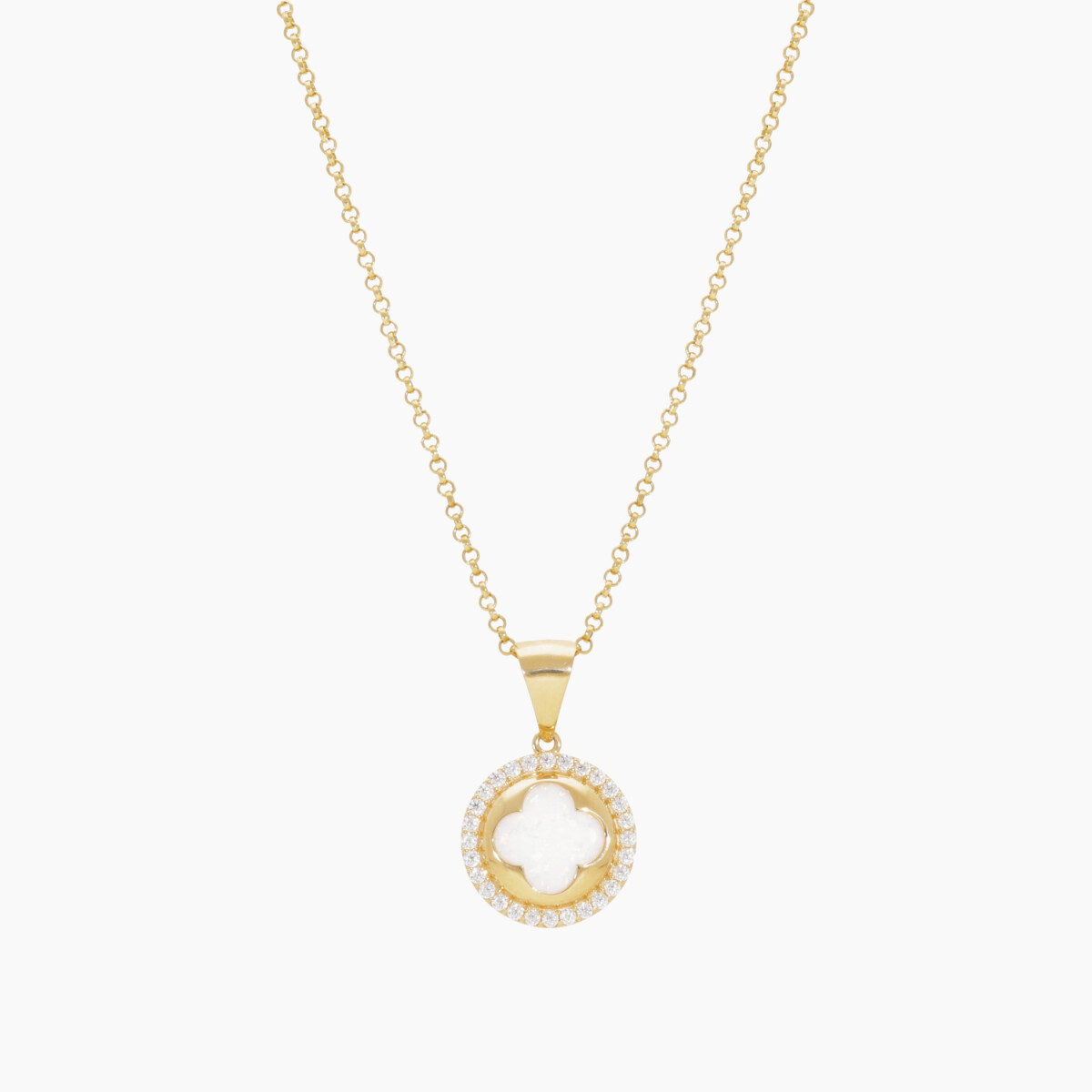 Cadena En Oro 18k Con Colgante De Flor Con Circonias 