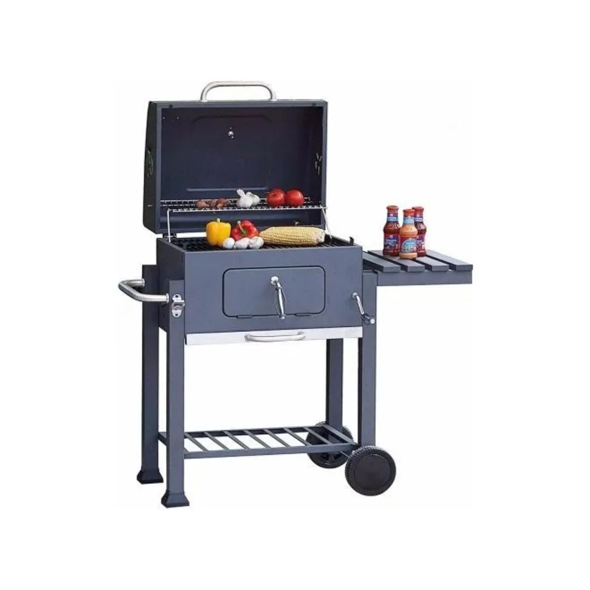 PARRILLA PORTATIL A CARBON C/RUEDAS - 115 X 60 X 108 CM Parrilla Portatil A Carbon C/ruedas - 115 X 60 X 108 Cm