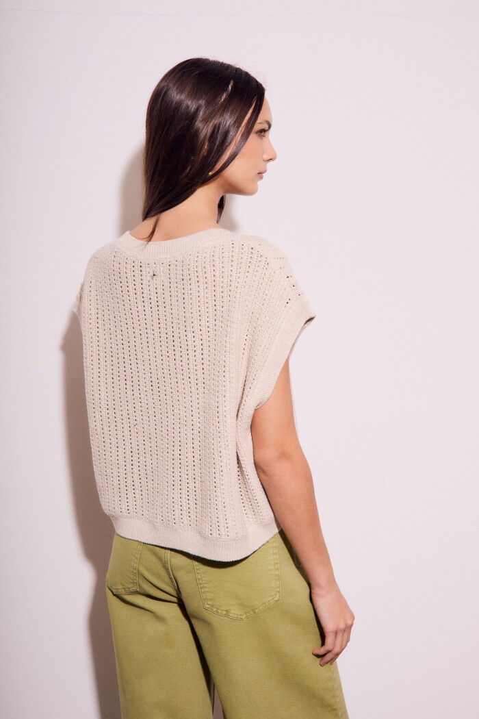 Chaleco Lurex Beige Melange