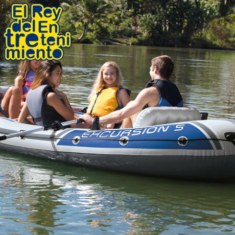 Bote Intex Gomón Inflable 5 Personas Remos Inflador 1