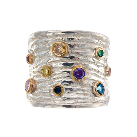 Anillo de plata 925, double en oro 18 ktes y circonias. Anillo de plata 925, double en oro 18 ktes y circonias.