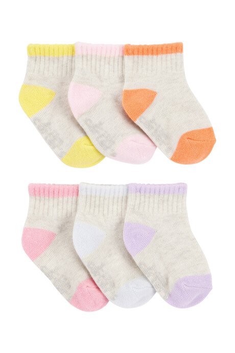 Pack seis pares de medias tobilleras de algodón Sin color
