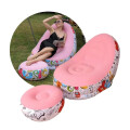 Sillón Inflable Con Puff Sofá Con Apoyapies Rosa