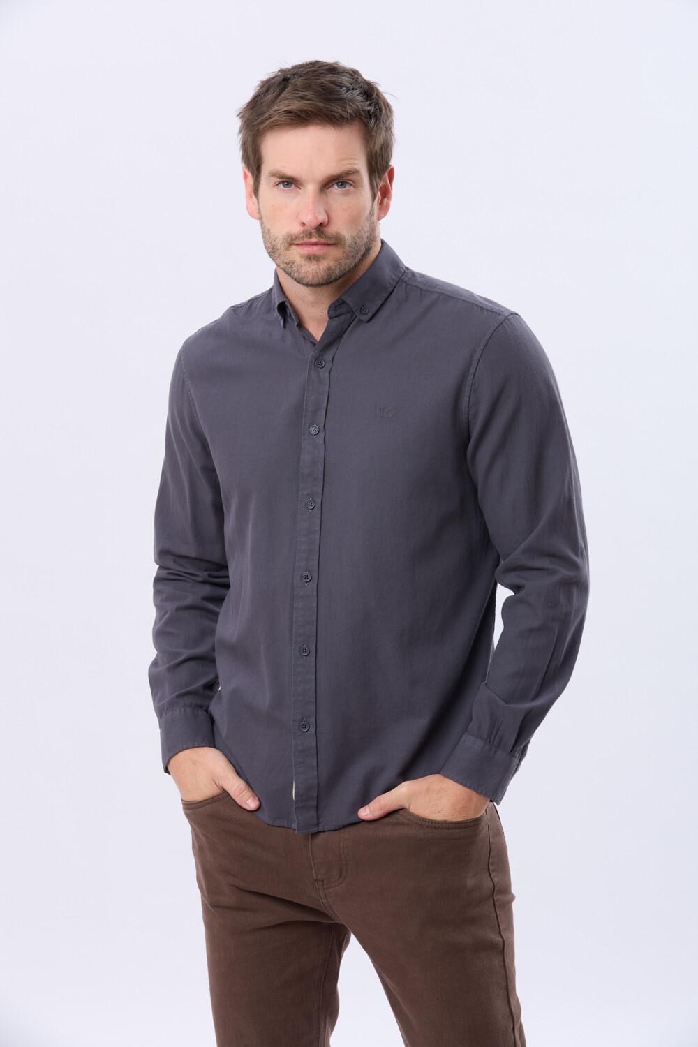 CAMISA LISA LAVADA Azul