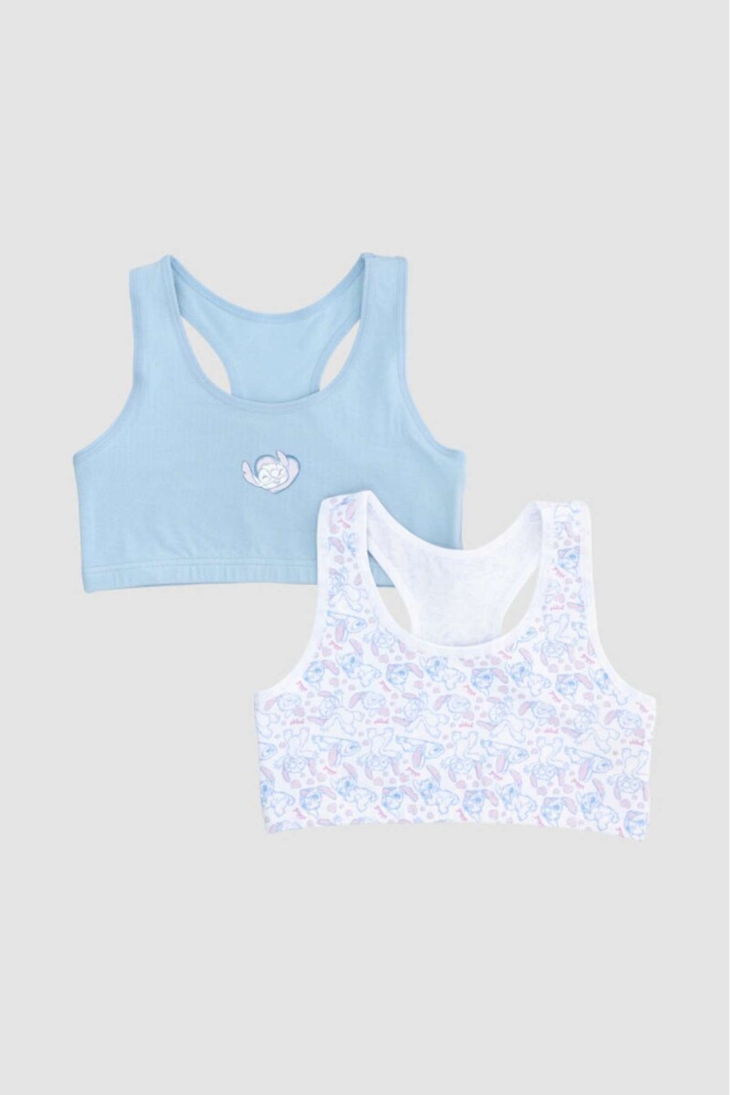 Pack x2 tops stitch algodon - Celeste 