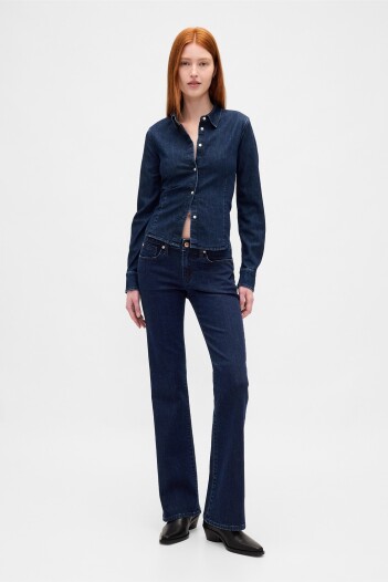 Jean Long And Lean Tiro Bajo Mujer Dark Indigo