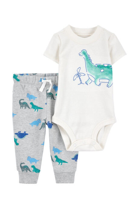 Set dos piezas de algodón, pantalón y body, diseño dinos Sin color