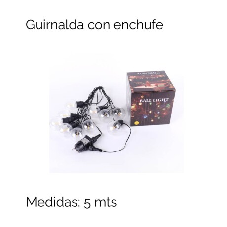 Guirnalda 10 Luces 6,5x4,5 Con 5 Mts Largo Con Enchufe Unica