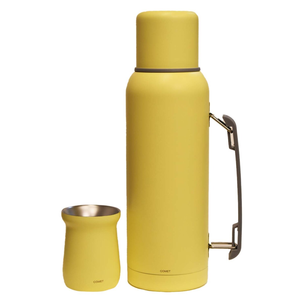 Combo Comet en Acero Inox Termo 1Lt con Manija + Mate 160Ml - Amarillo 