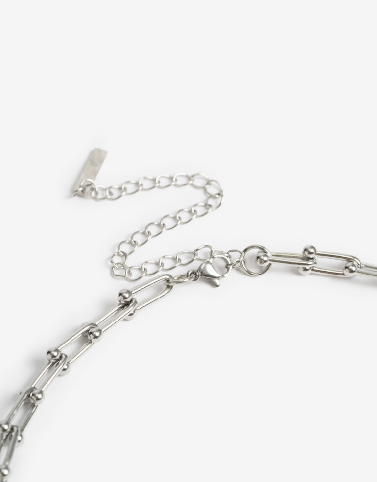 Collares Cortos Metal Collar Corto De Acero - Plateado