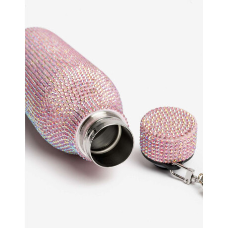 Botella Metálica Con Strass Rosa Claro