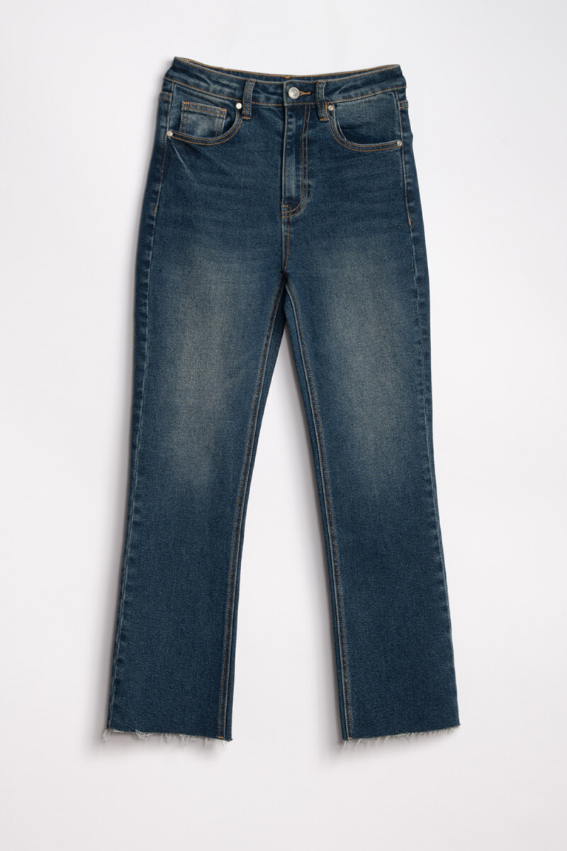 PantalÃ³n Jean Cropped Flare - Azul medio 