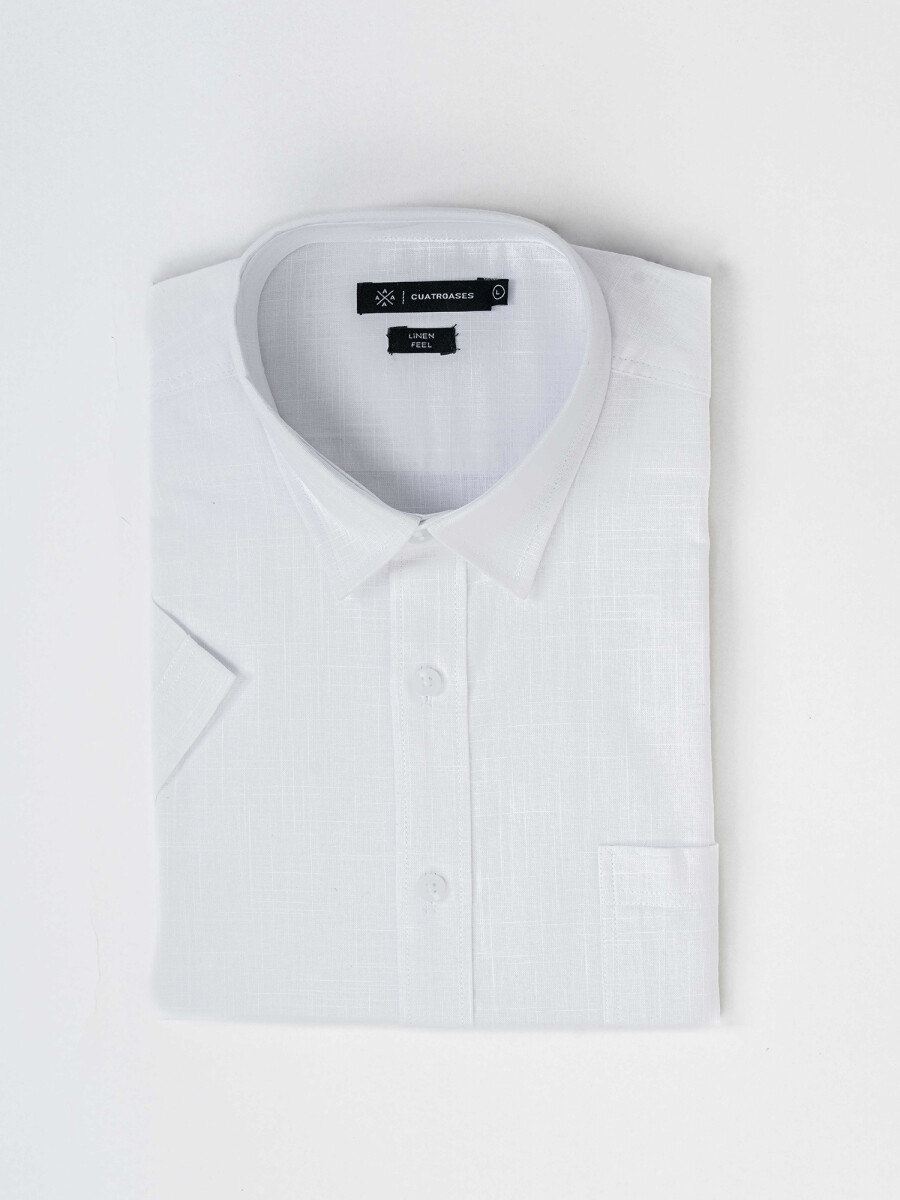 Camisa m/c lisa efecto lino - blanco 