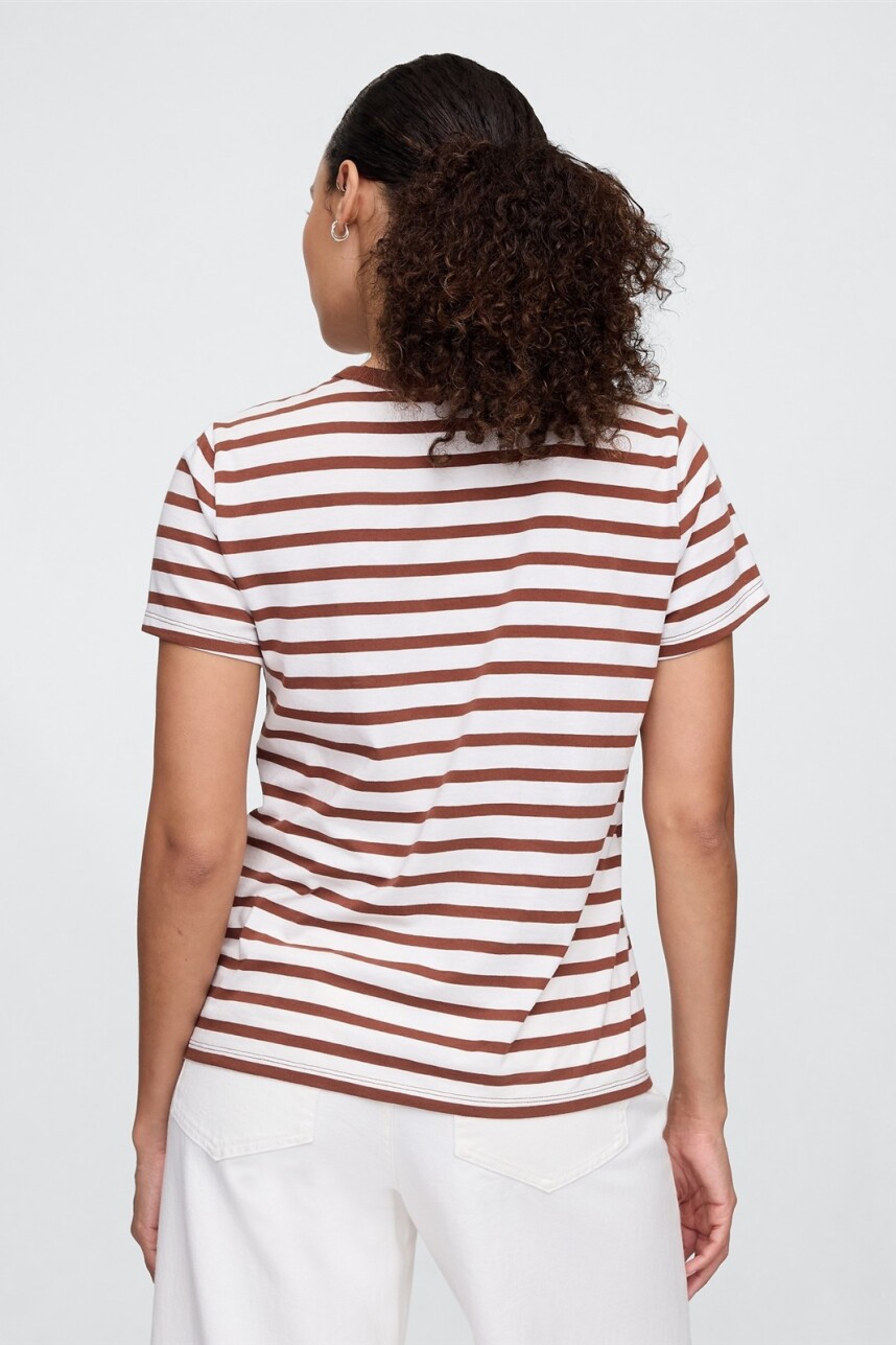 Remera A Rayas Cuello Redondo Mujer Root Brown
