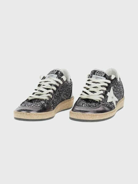 GOLDEN GOOSE - Zapatillas Ballstar Glitter Upper and Tongue Laminated Toe Alta Automática