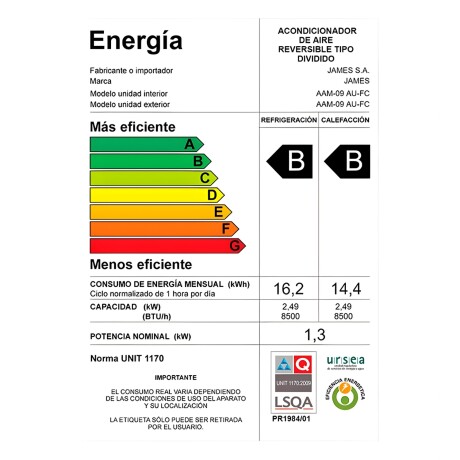 Aire Acondicionado Split James 9000 BTU Aire Acondicionado Split James 9000 BTU