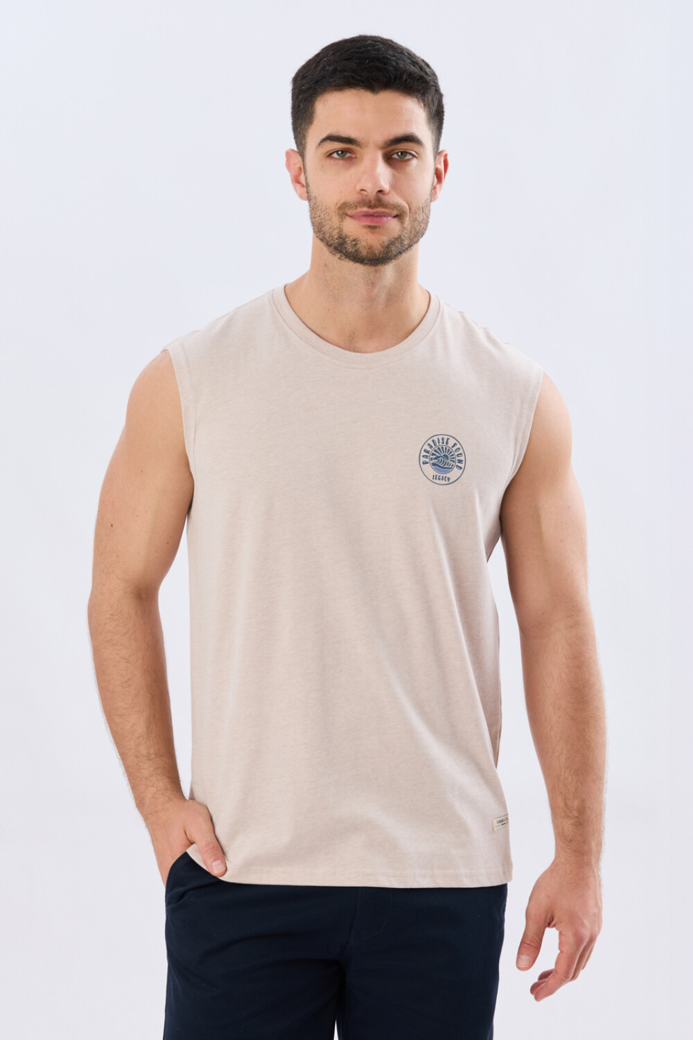 MUSCULOSA ESTAMPADA DE ALGODÓN Beige
