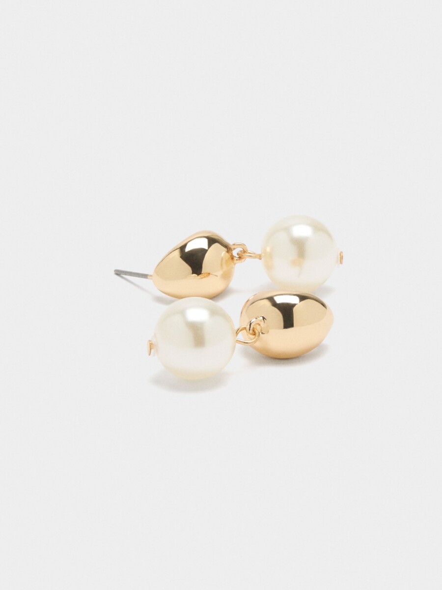 Pendientes Ovalados Con Perla blanco