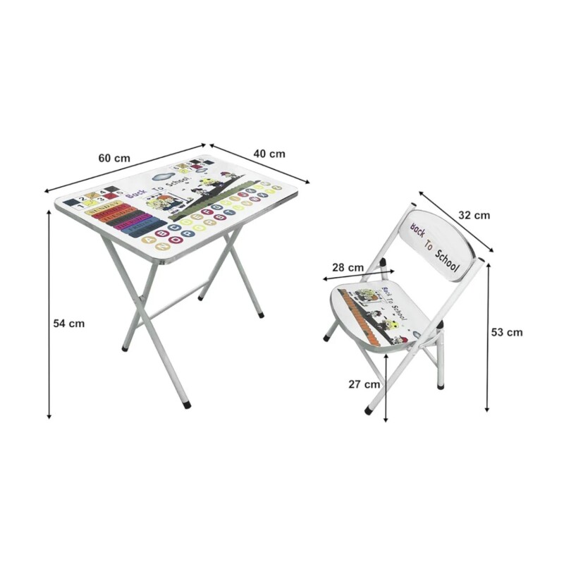 Escritorio y silla plegable infantil azul