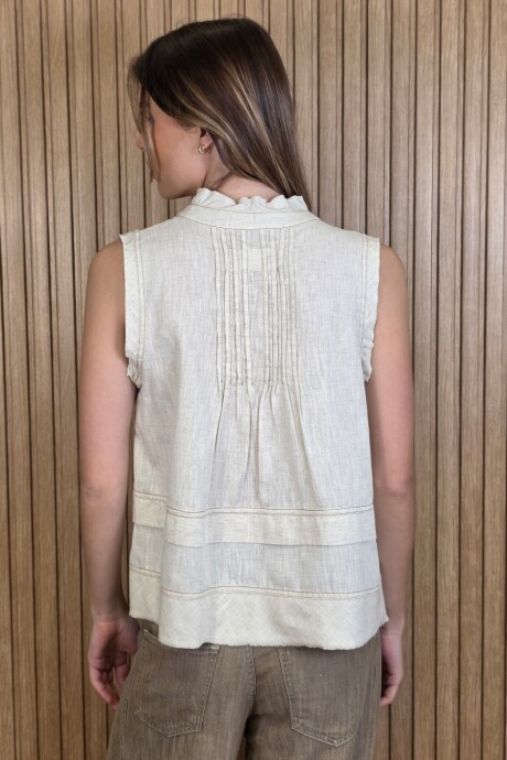 Musculosa Annie Puro Lino Beige Melange