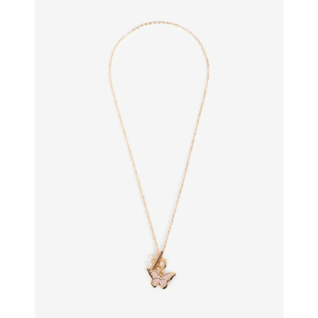 Cadena Con Dije De Mariposa Con Esmalte Bañado En Oro Dorado