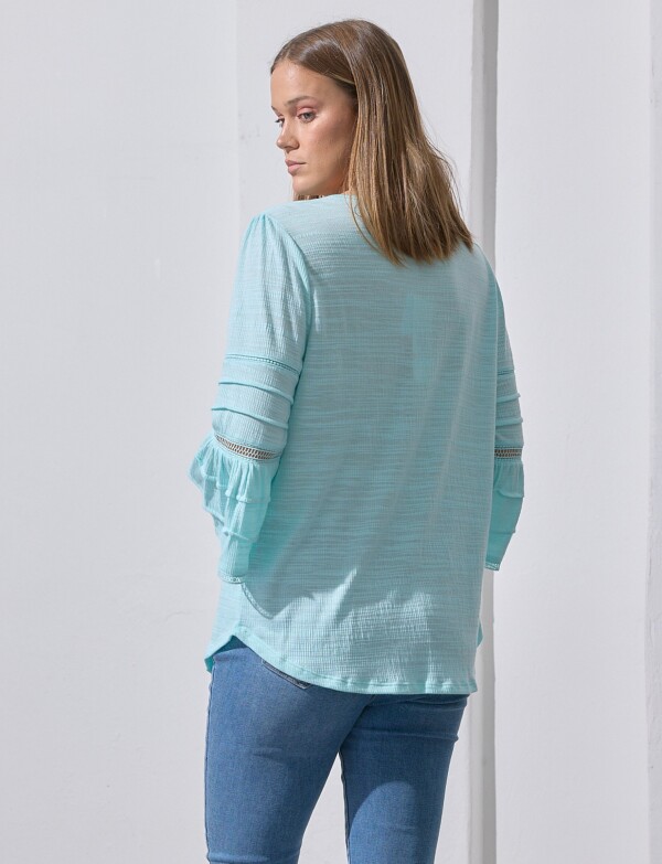 Blusa Frunces Hombro VERDE AGUA