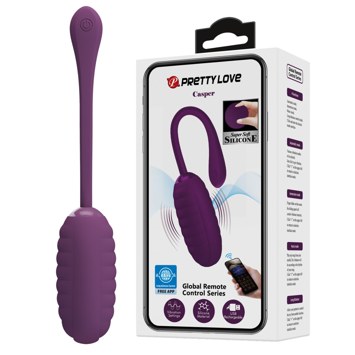 Huevo Vibrador Control App Casper Pretty Love 