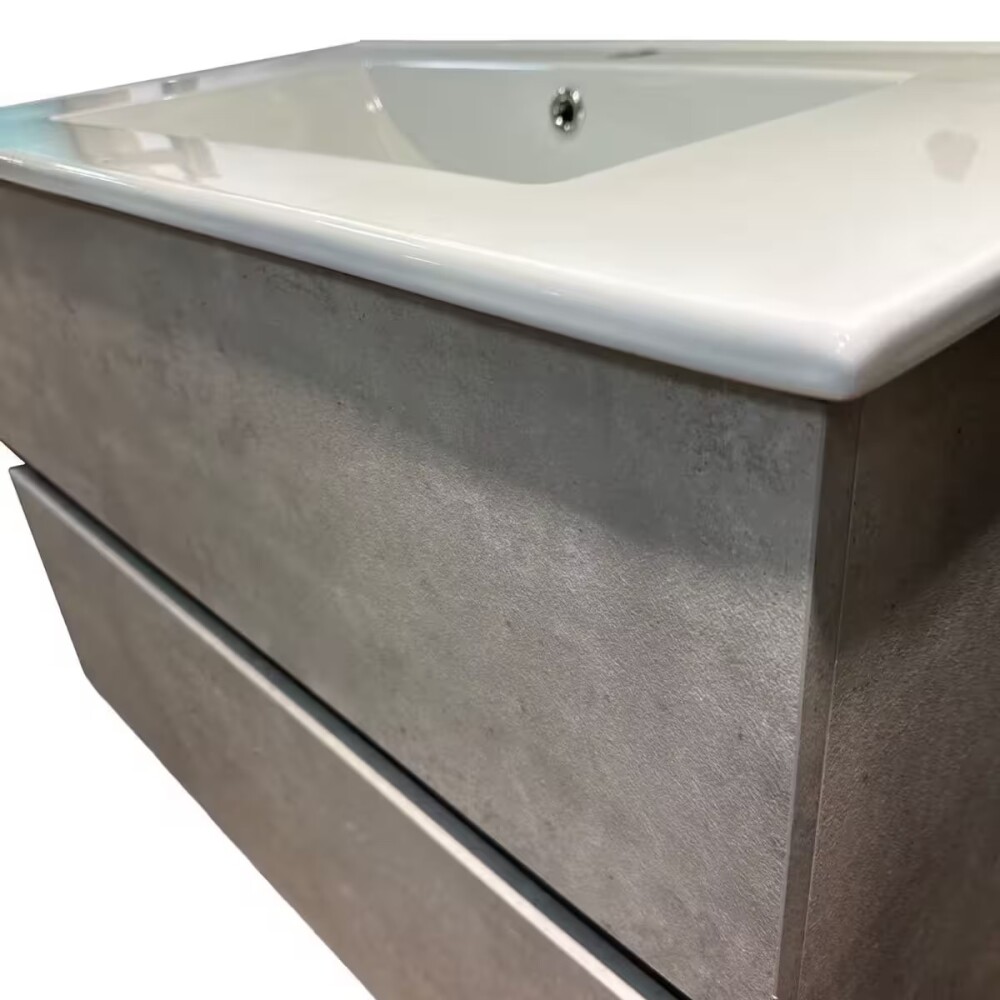 Mueble de baño suspendido Gris Claro 80 cm con bacha de loza Mueble De Baño Suspendido Gris Claro 80 Cm Con Bacha De Loza