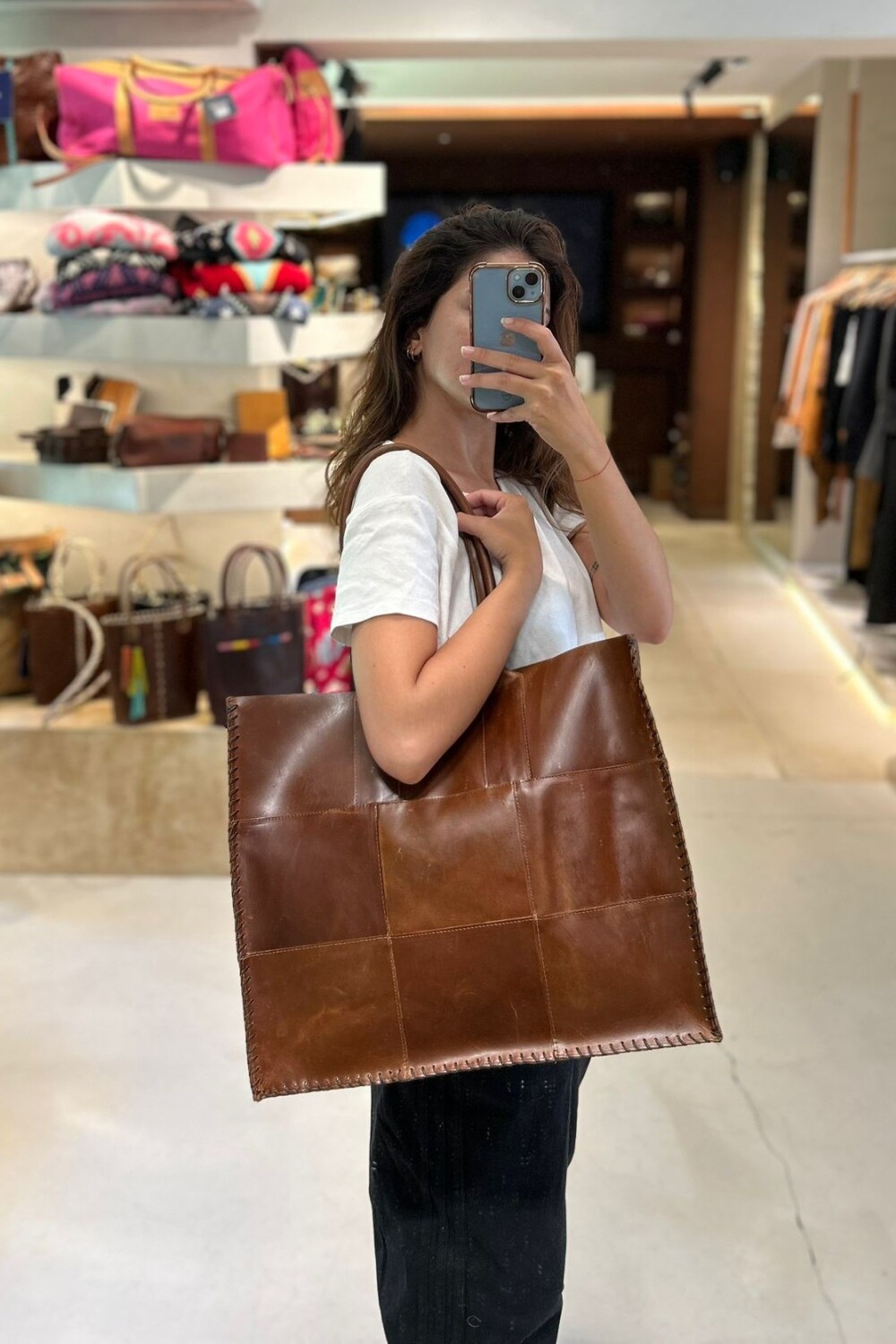 Leather Tote Bag Camel
