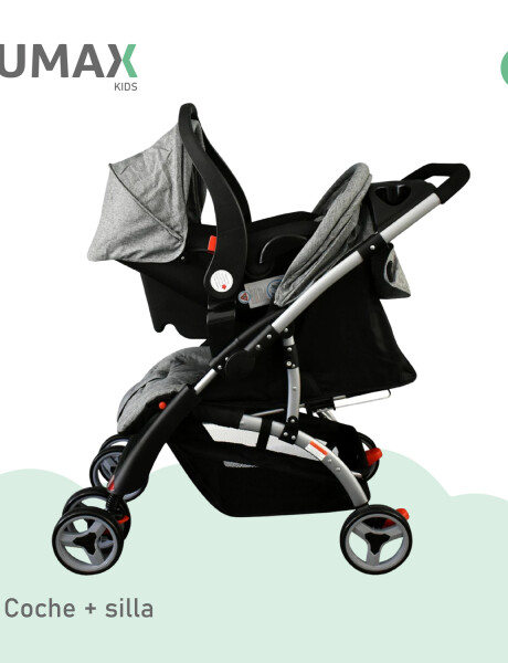 Coche de bebé Premium Lumax con asiento para auto Gris